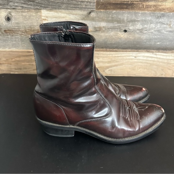 Laredo Long Haul Leather Black Cherry Zip Short Western Boot 62008 Men Sz 9.5 EW - Picture 5 of 9